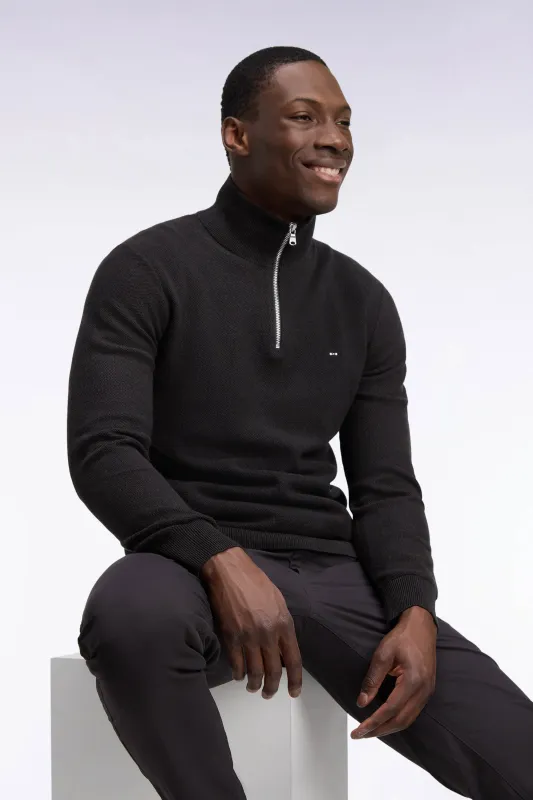 Pull col camionneur en coton marron coupe droite made by Eden Park