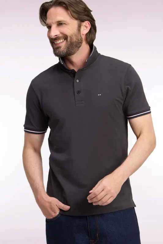 Polo manches courtes en piqué coton marron coupe droite made by Eden Park