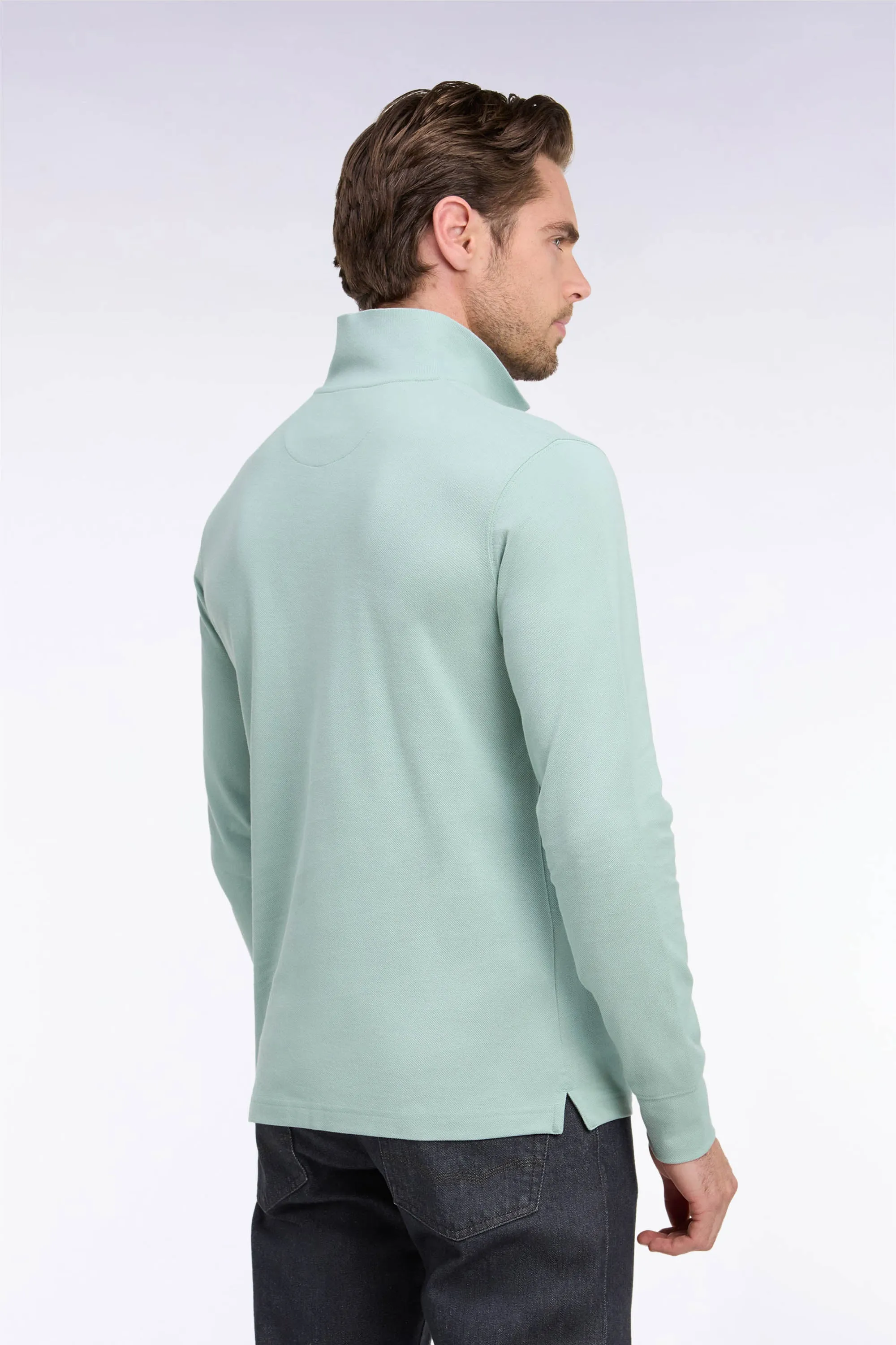 Polo manches longues en coton Pima vert coupe droite sold by Eden Park product image thumbnail 5