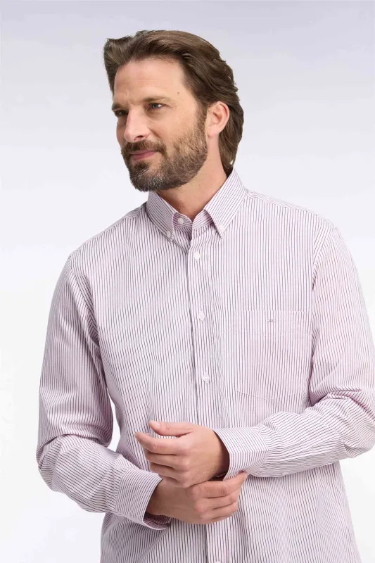 Chemise en coton à rayures rose coupe droite made by Eden Park