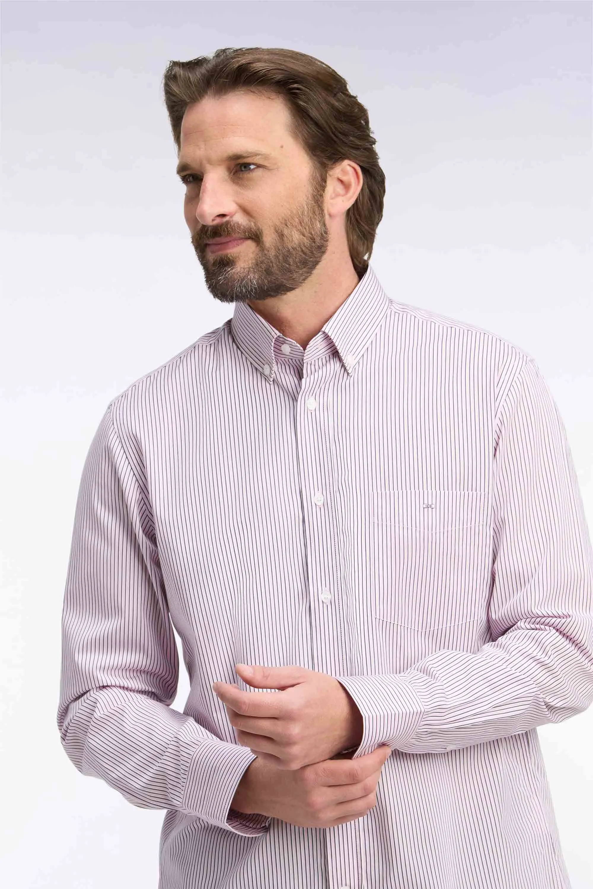 Chemise en coton à rayures rose coupe droite sold by Eden Park