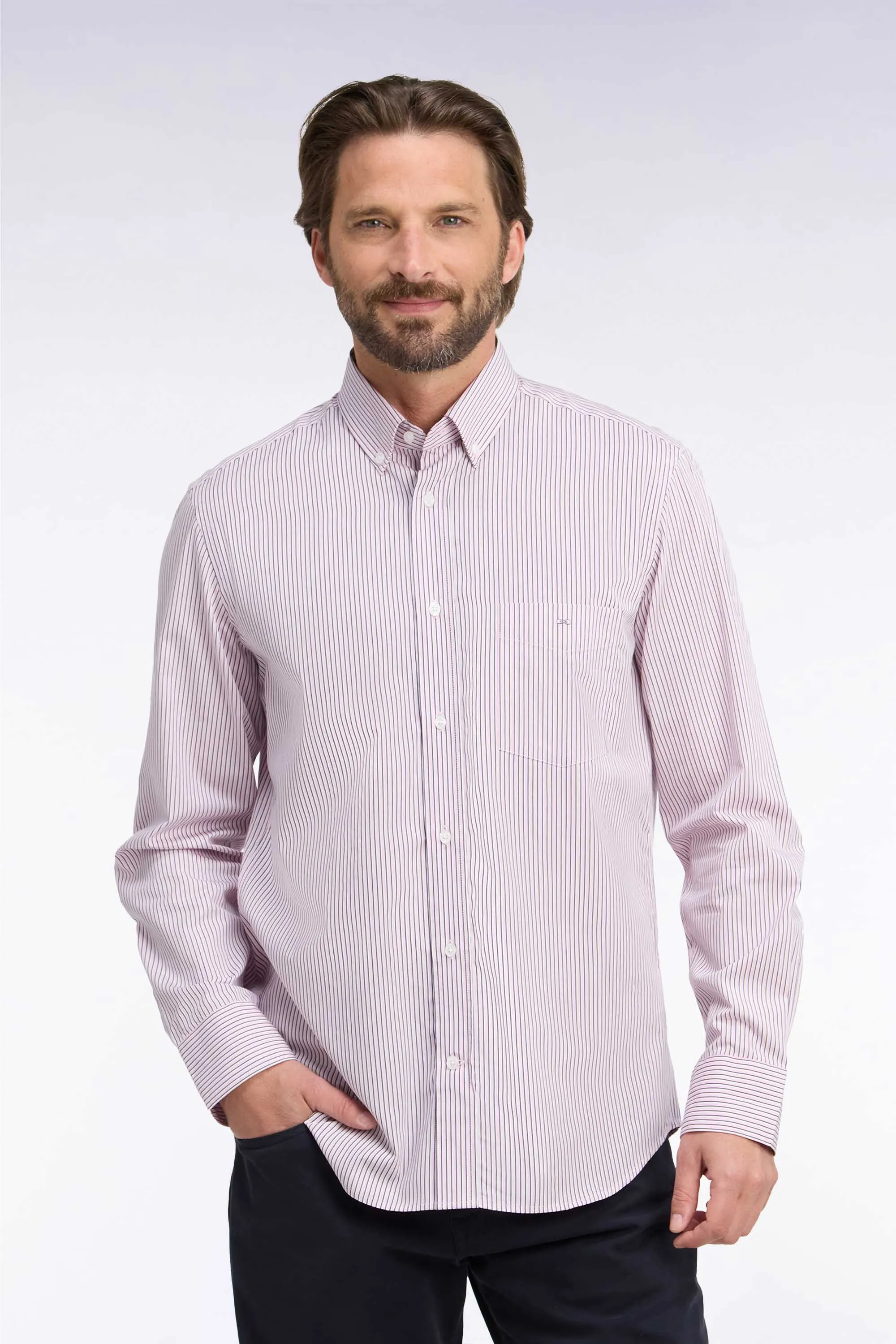 Chemise en coton à rayures rose coupe droite sold by Eden Park product image thumbnail 3