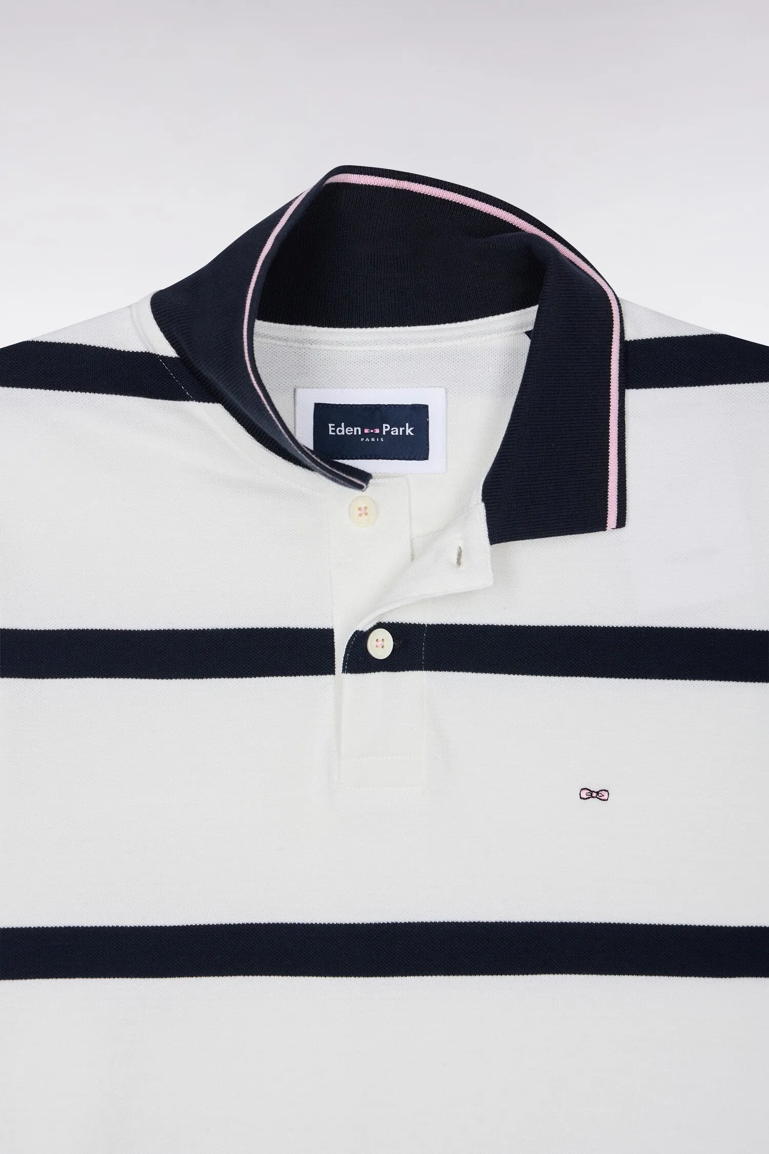 Polo manches courtes écru à rayures marine coupe droite sold by Eden Park product image thumbnail 4