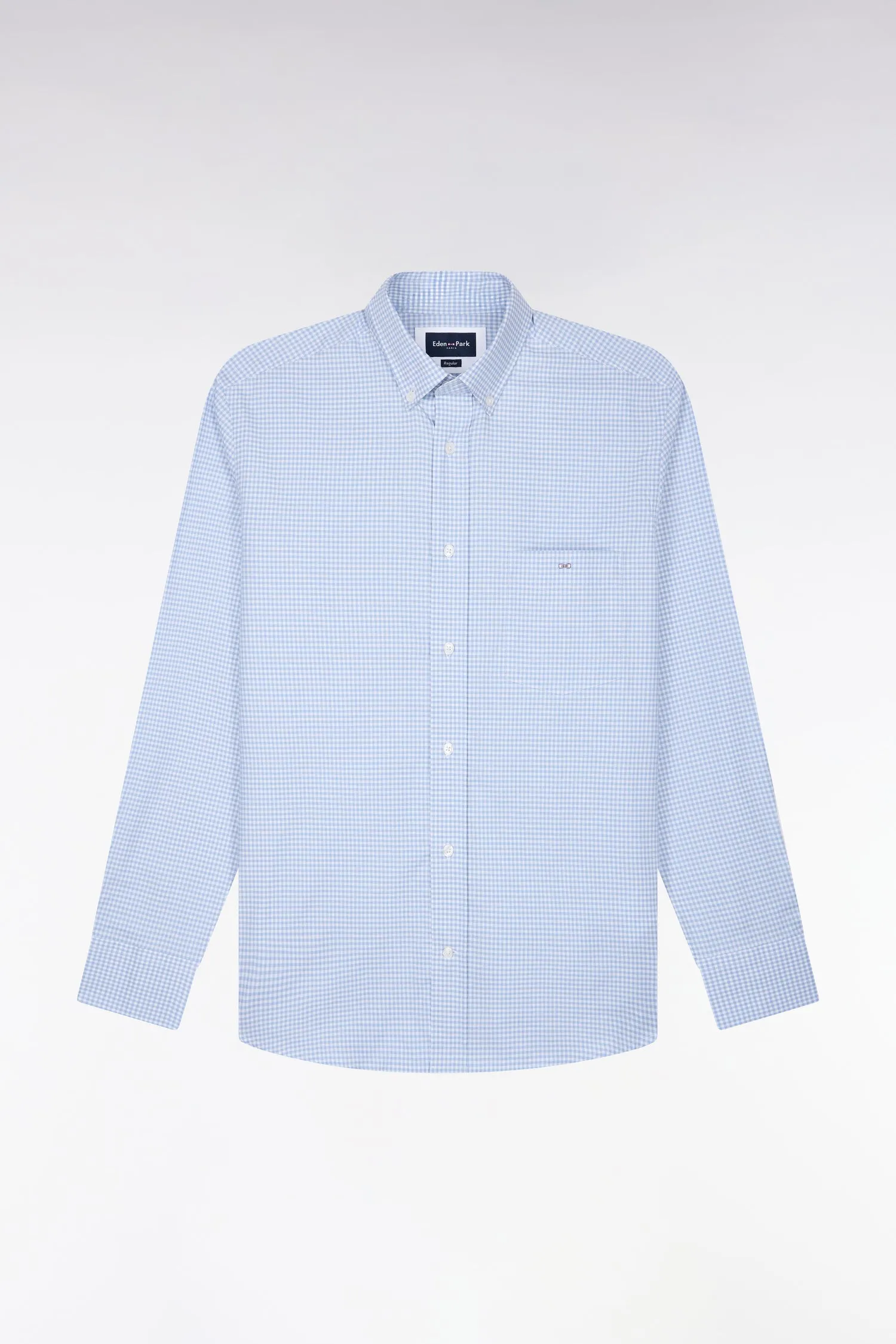 Chemise en coton à carreaux Vichy bleu ciel coupe droite sold by Eden Park product image thumbnail 2
