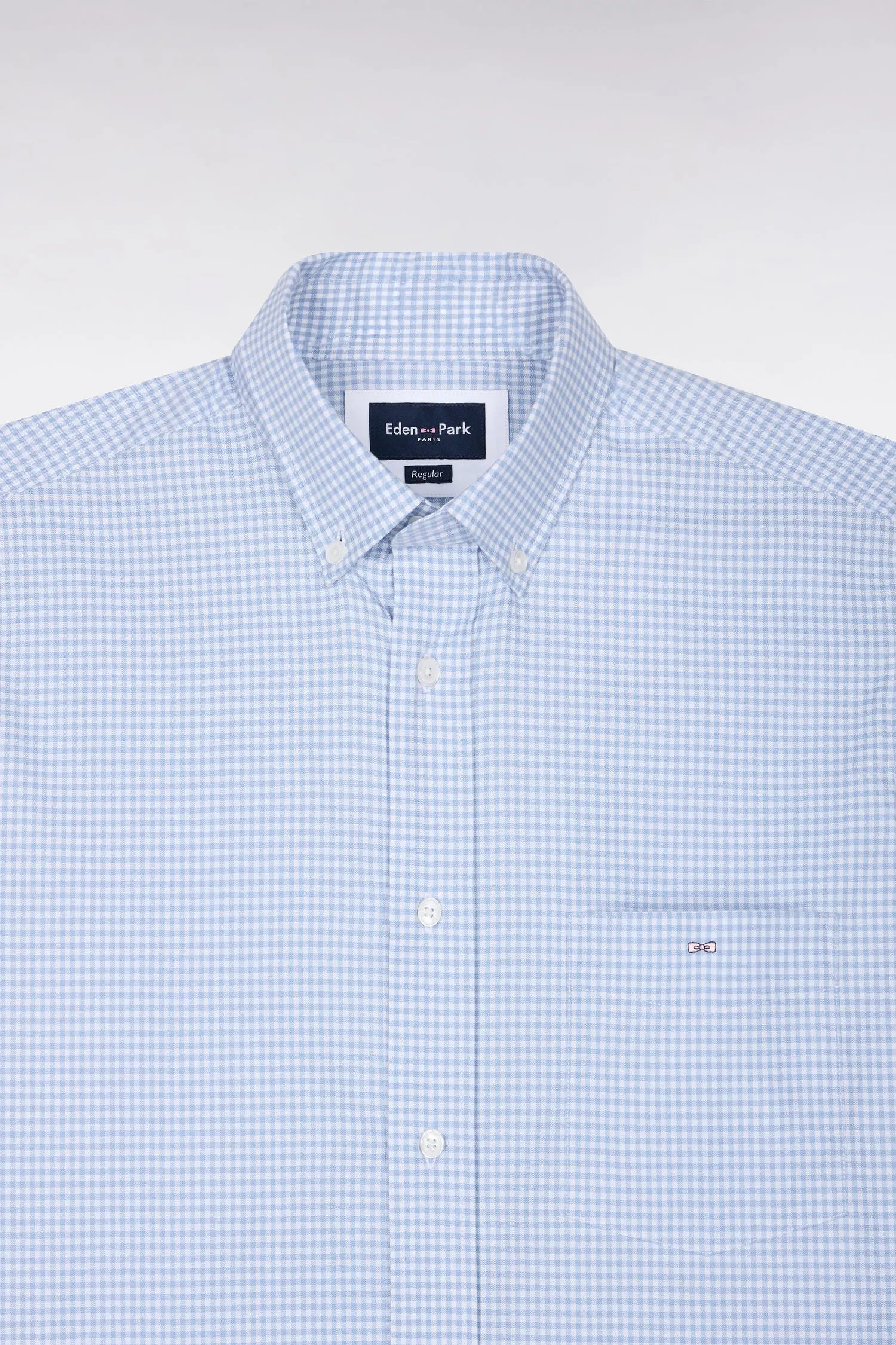 Chemise en coton à carreaux Vichy bleu ciel coupe droite sold by Eden Park product image thumbnail 5