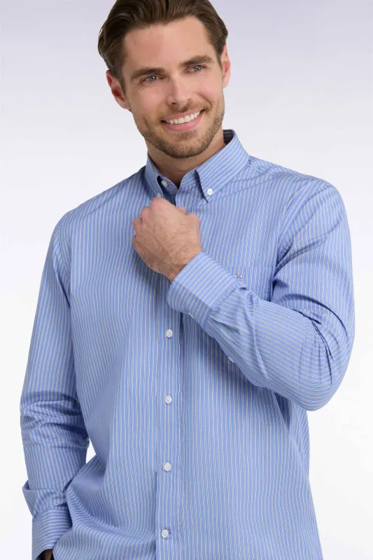 Chemise en coton rayé ciel coupe droite made by Eden Park