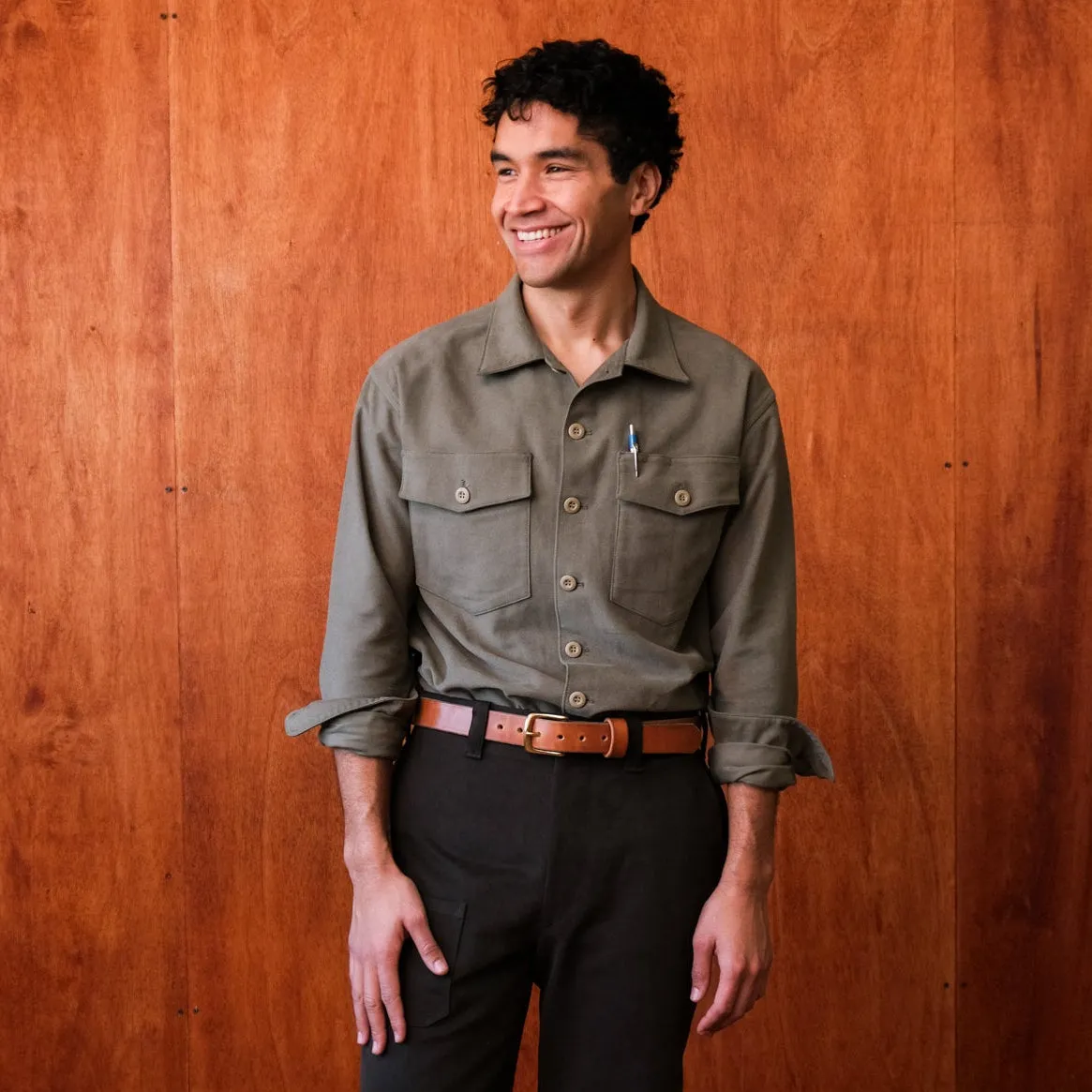 Crewman Collar Shirt (Chamois Green) sold by William Ellery product image thumbnail 2