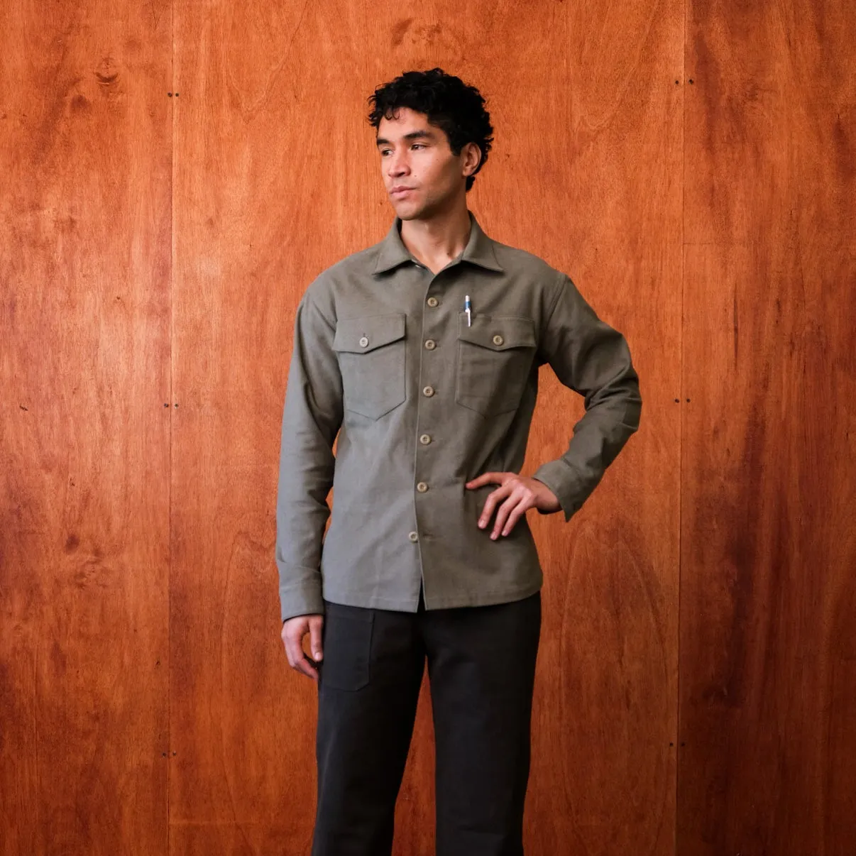 Crewman Collar Shirt (Chamois Green) sold by William Ellery product image thumbnail 5