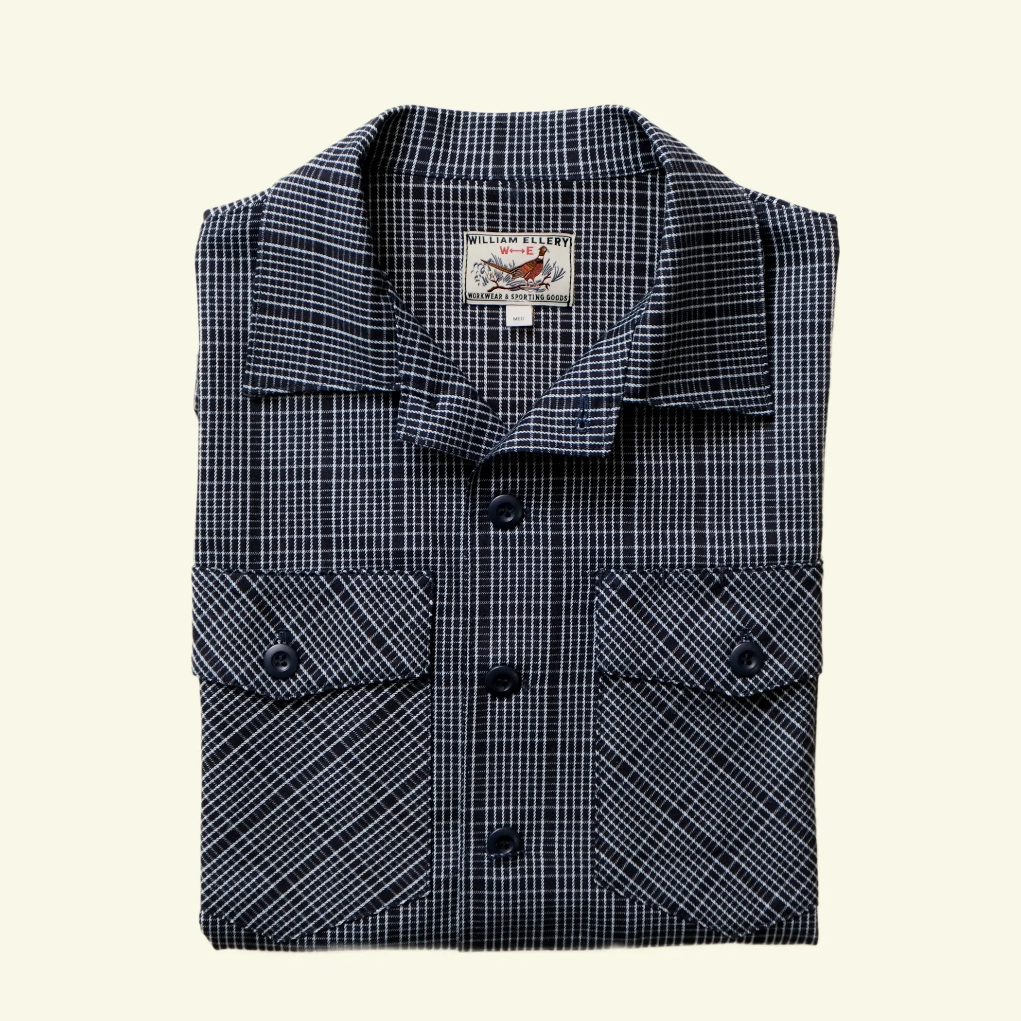 Crewman Collar Shirt (Indigo Twill) sold by William Ellery
