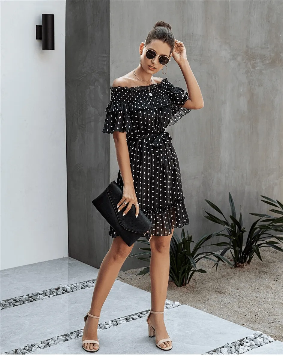 Boho Black Mini Dress with Polka Dots sold by Boho Mood product image thumbnail 3