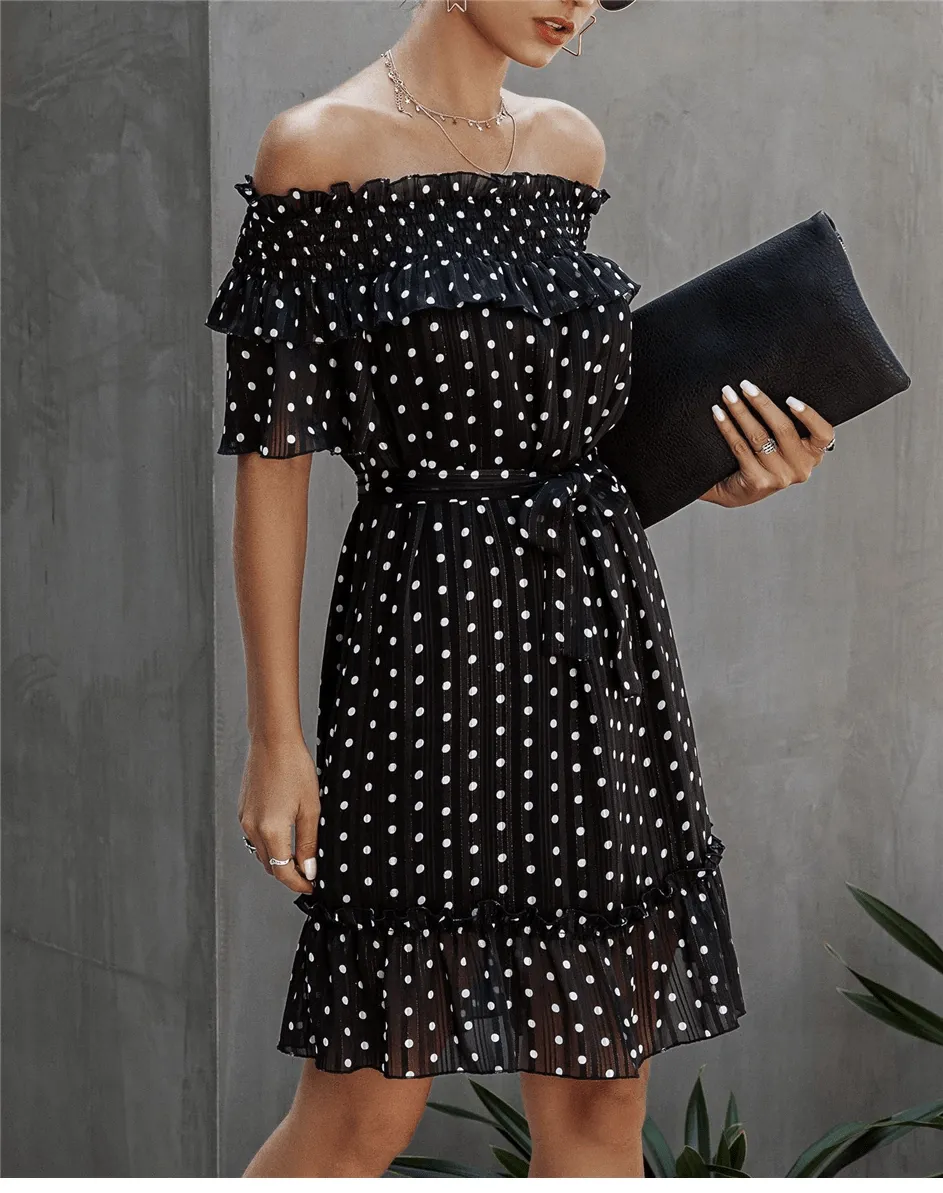 Boho Black Mini Dress with Polka Dots sold by Boho Mood product image thumbnail 5