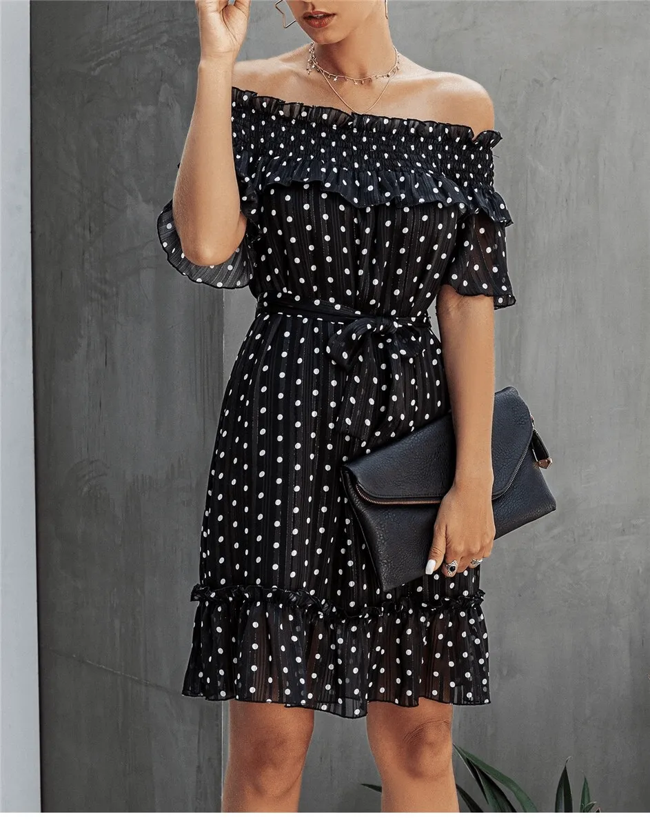Boho Black Mini Dress with Polka Dots sold by Boho Mood product image thumbnail 4