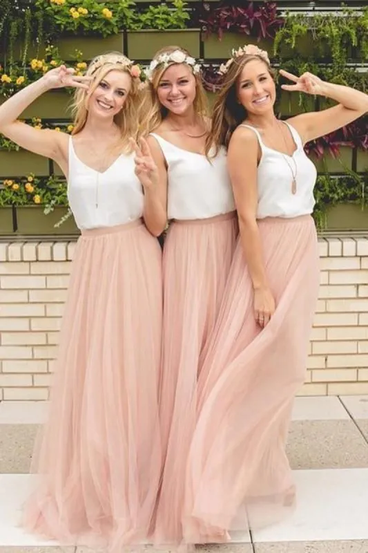 Boho Dress, White Top / Peach Bottom in Tulle sold by Boho Mood