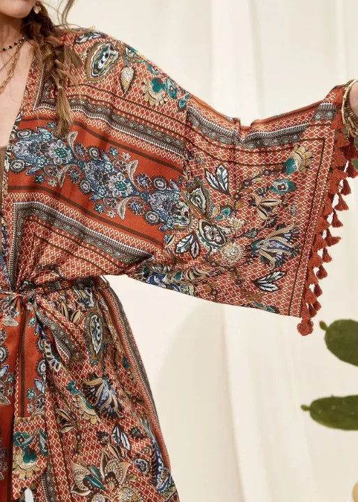 Nice Fringe Boho Kimono Earthy Colours sold by Boho Mood product image thumbnail 3