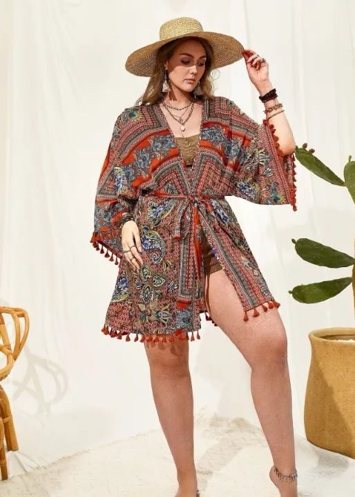 Nice Fringe Boho Kimono Earthy Colours sold by Boho Mood product image thumbnail 2