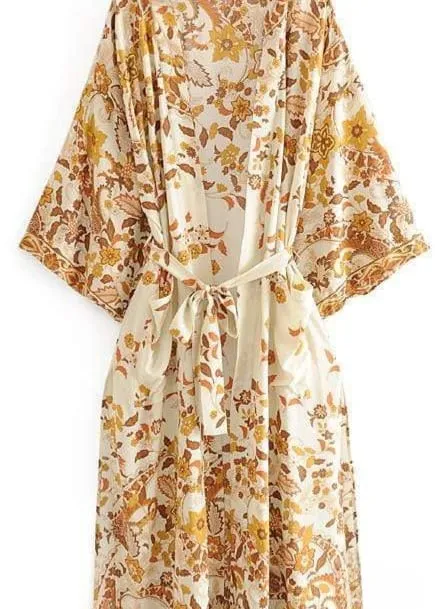Pretty Yellow Floral Boho Kimono sold by Boho Mood product image thumbnail 2