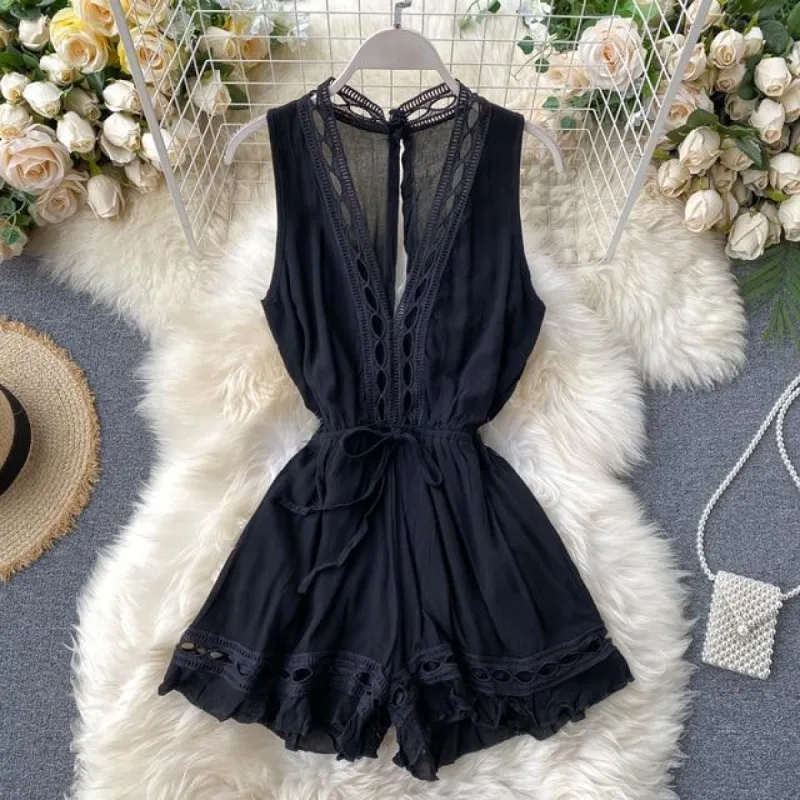 Chic Boho Sleeveless jumpsuit with open neck sold by Boho Mood