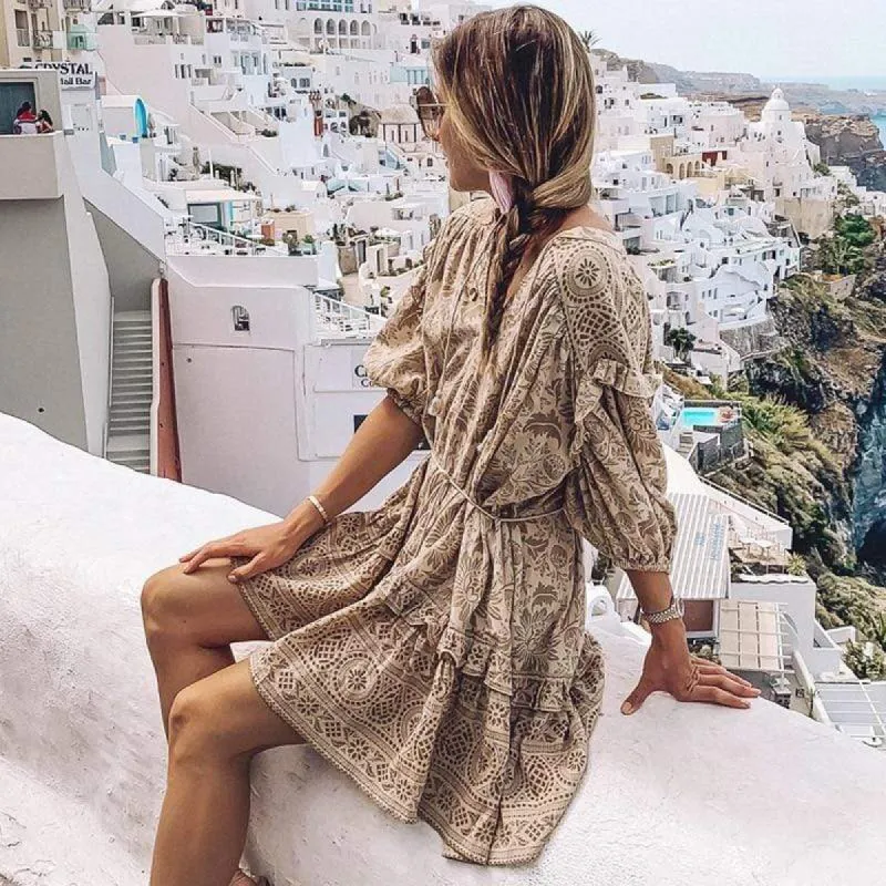 Boho Mini Dress with Sleeves sold by Boho Mood