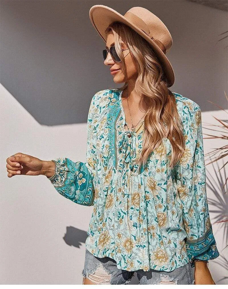 Boho Spring Blue-Green Blouse sold by Boho Mood product image thumbnail 2