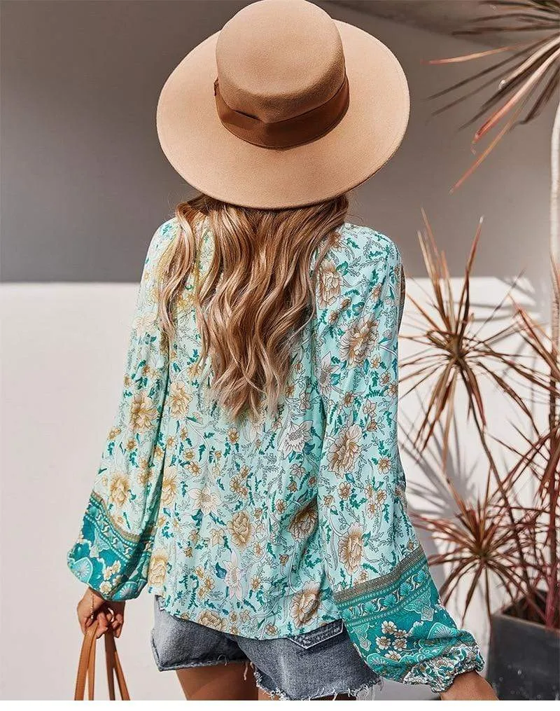 Boho Spring Blue-Green Blouse sold by Boho Mood product image thumbnail 4