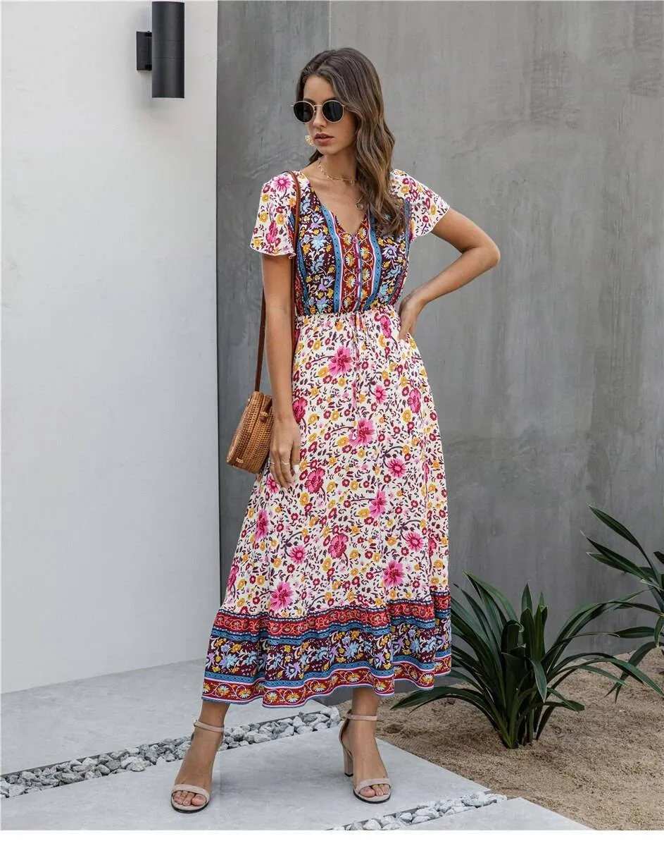 Boho Floral Maxi Dress sold by Boho Mood