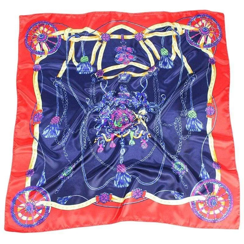 Blue Retro Boho Scarf Surrounded by Red sold by Boho Mood product image thumbnail 2