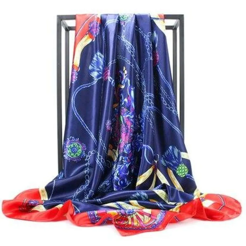 Blue Retro Boho Scarf Surrounded by Red sold by Boho Mood