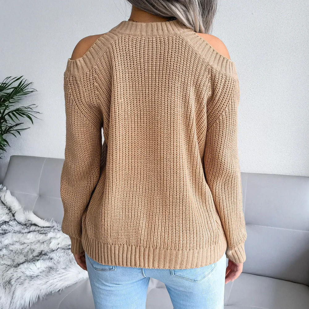 Boho Camel Sweater with Openwork Shoulders sold by Boho Mood product image thumbnail 3