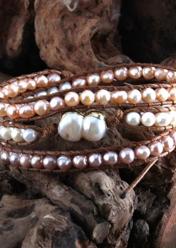 Boho Wrap Bracelet - Natural Perl sold by Boho Mood