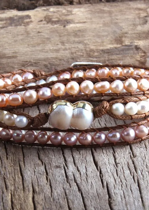 Boho Wrap Bracelet - Natural Perl sold by Boho Mood product image thumbnail 4
