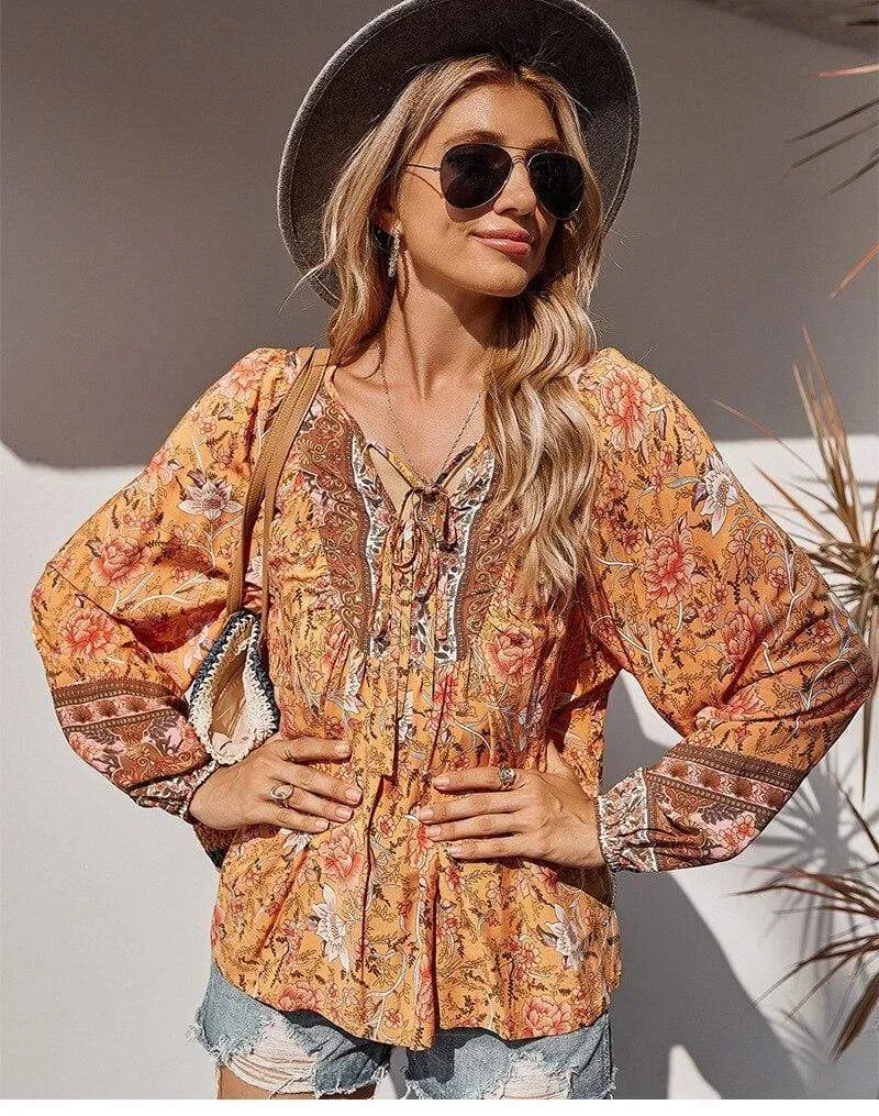 Boho Spring Orange Blouse sold by Boho Mood product image thumbnail 3