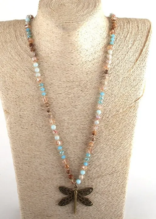 Boho Beaded Necklace - Dragonfly Pendant sold by Boho Mood product image thumbnail 4
