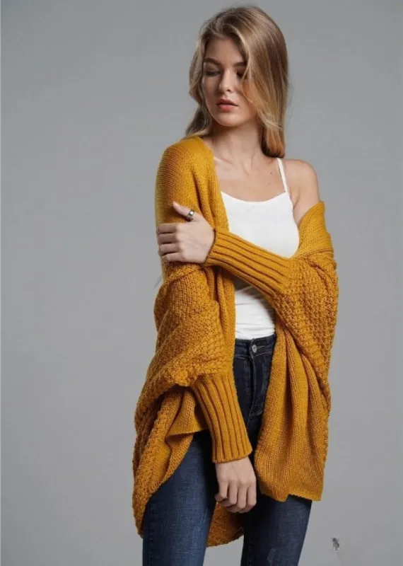 Boho Cardigan Bald Mustard color with slim cuffs sold by Boho Mood