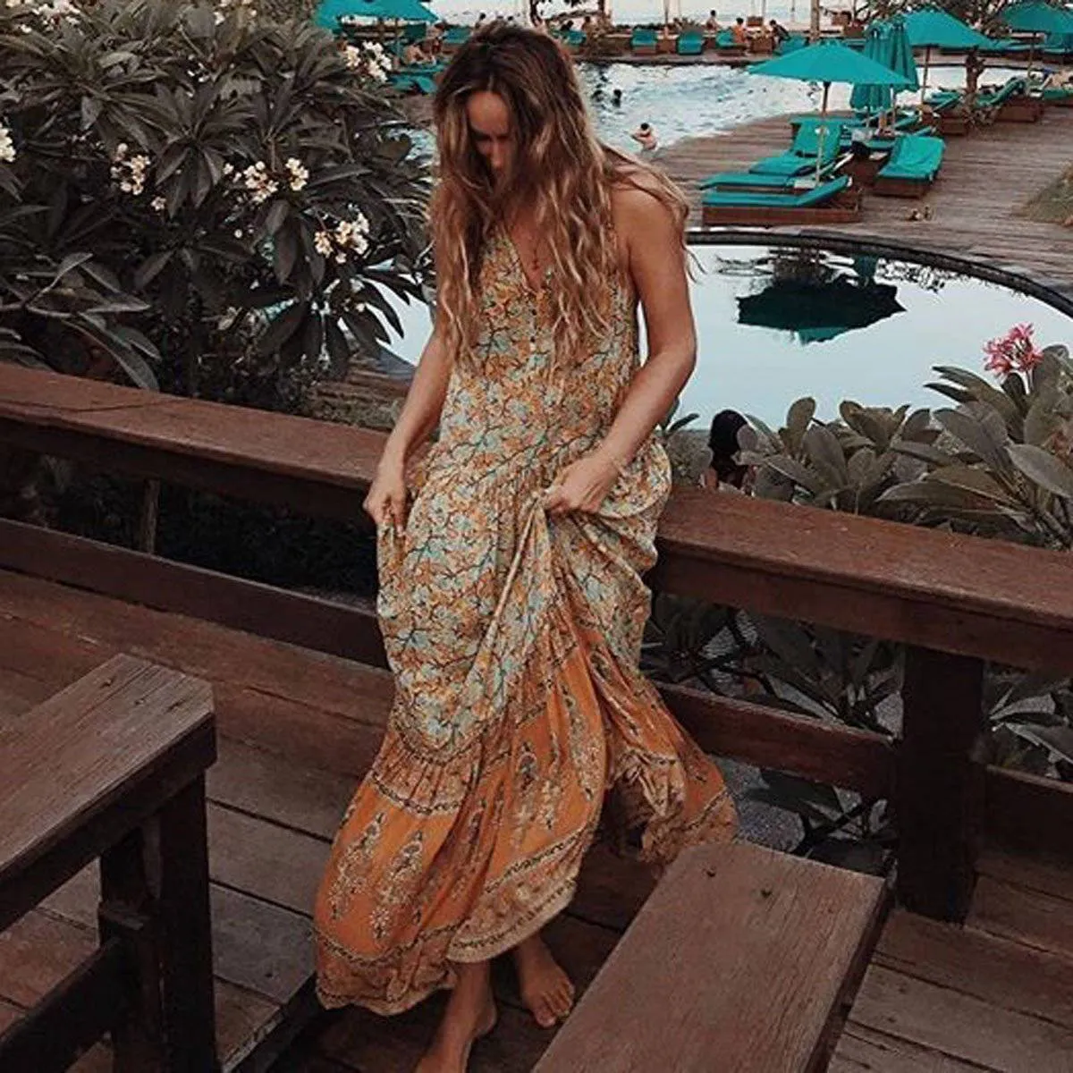 Maxi Hippie 60s Dress sold by Boho Mood product image thumbnail 4