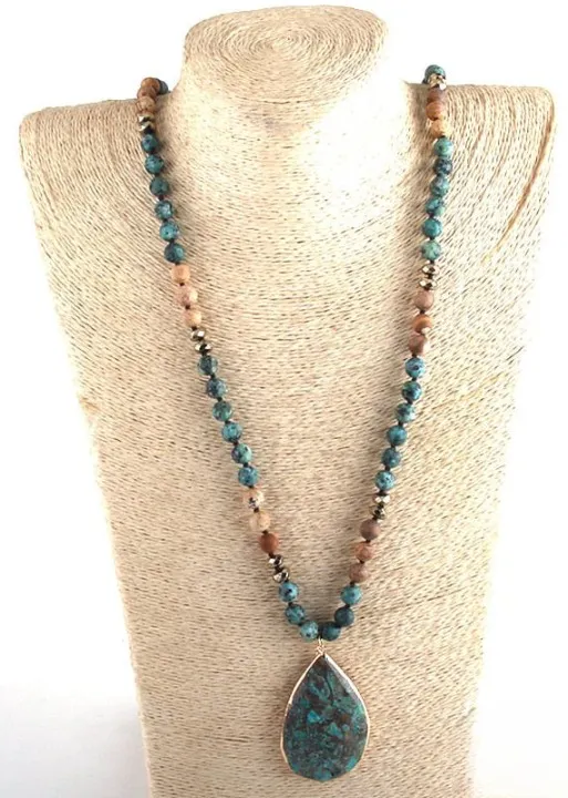 Long Boho Necklace Natural Stone sold by Boho Mood