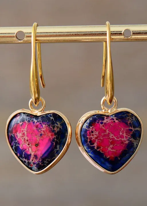 Boho Dangle Earrings Heart Jaspers sold by Boho Mood product image thumbnail 3
