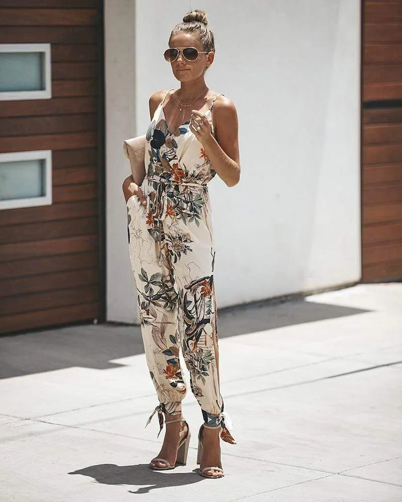 Boho Beige Jumpsuit with Colorful Flowers sold by Boho Mood product image thumbnail 3