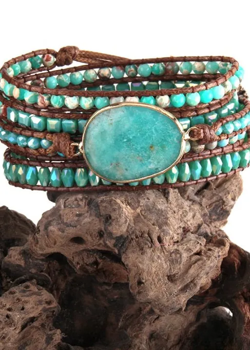 Boho Bracelet - Natural Stones Green Ocean sold by Boho Mood product image thumbnail 2
