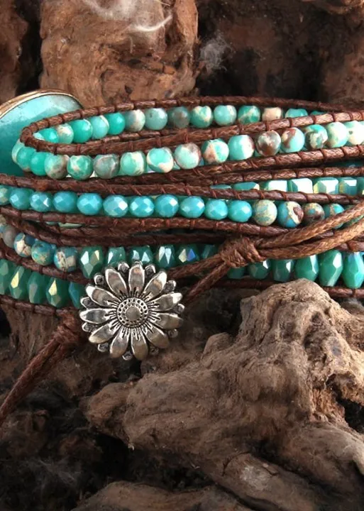 Boho Bracelet - Natural Stones Green Ocean sold by Boho Mood product image thumbnail 3