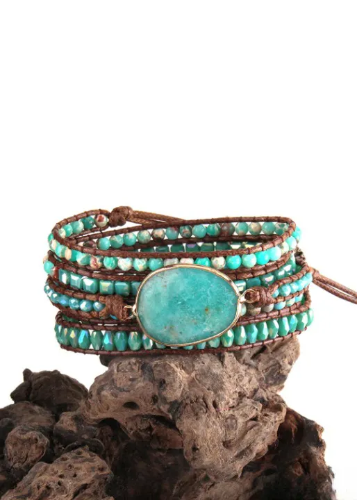 Boho Bracelet - Natural Stones Green Ocean sold by Boho Mood product image thumbnail 4