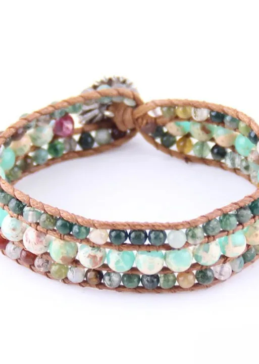 Leather Wrap Boho Bracelet - Natural Stone sold by Boho Mood product image thumbnail 2