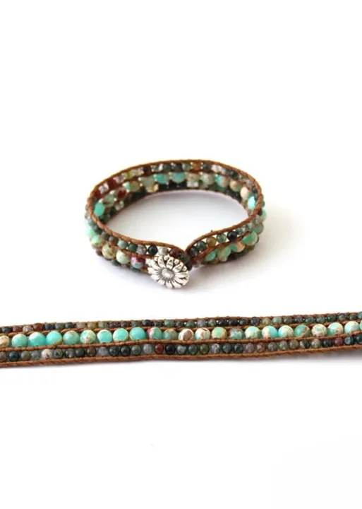 Leather Wrap Boho Bracelet - Natural Stone sold by Boho Mood product image thumbnail 5