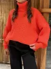 Red Boho Oversize Turtleneck Sweater sold by Boho Mood