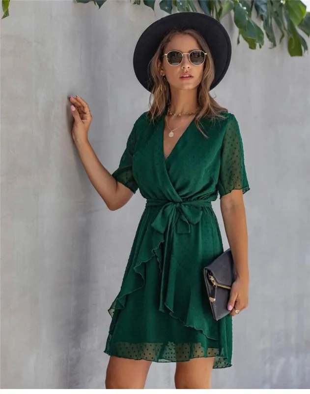 Boho Mini Dress in Emerald Green sold by Boho Mood