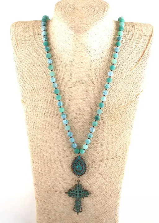 Long Boho Beads Necklace with Pendant sold by Boho Mood