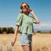 Boho Pleated Green Blouse sold by Boho Mood