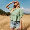 Boho Pleated Green Blouse sold by Boho Mood