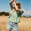 Boho Pleated Green Blouse sold by Boho Mood