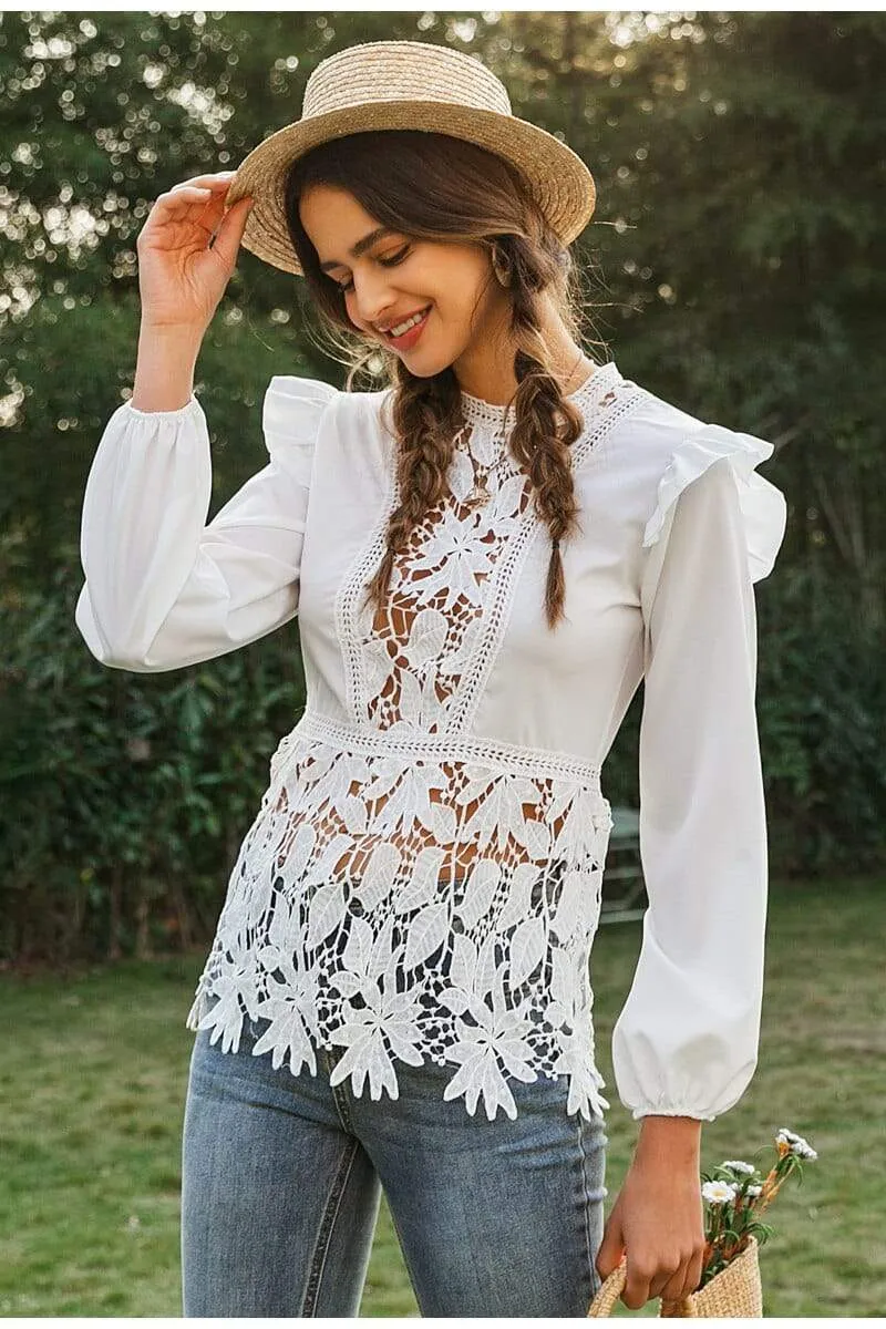 White Boho Blouse Long Sleeve sold by Boho Mood product image thumbnail 2
