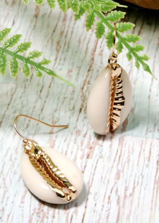 Boho Earrings - Natural Shell Gold sold by Boho Mood